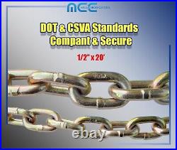 1 Pack G70 1/2 x 20' Tow Chain Binder for Flatbed Truck Trailer Farm Tie Down