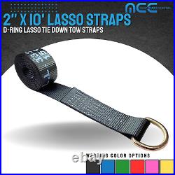 12 Pack 2 x 10' Lasso Strap withD Ring Auto Tie Down Wheel Lift Tow Truck Trailer
