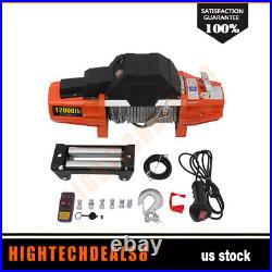 12000lb Electric Winch Steel Cable Truck Trailer ATV UTV Off-road Front Rear
