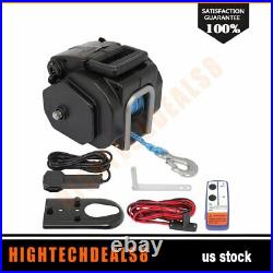 12V Portable Boat Electric Winch Tow Towing Synthetic Rope Truck Trailer 3500 LB