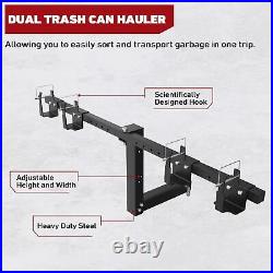 2 Dual Trash Can Hauler Wheeled Garbage Can Towing Truck Trailer Hitch Carrier