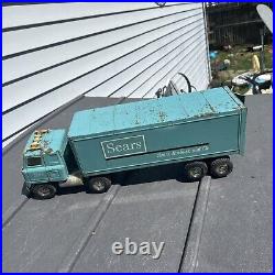#3411 Vintage ERTL TOY Semi Truck withTrailer Sears Roebuck pressed steel 1960's