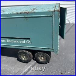#3411 Vintage ERTL TOY Semi Truck withTrailer Sears Roebuck pressed steel 1960's