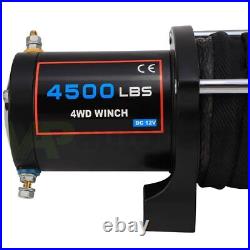 4500LB Truck Trailer Electric Winch ATV 12V Synthetic Rope with Wireless Remote