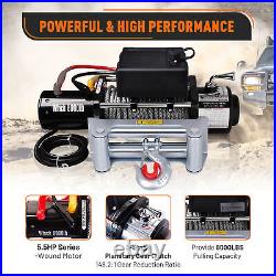 8000lb Electric Recovery Winch Truck SUV Trailer Towing Wireless Remote 5.5HP