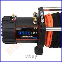 9500lb Electric Winch Synthetic Rope Truck Trailer ATV UTV Off-road Front Rear
