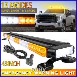 Amber White LED Strobe Flash Light Bar 360 Coverage Car Truck Emergency Warning
