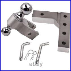 Dual Ball 6 Drop Adjustable Tow Hitch 2 Receiver Truck RV 2x 5/8 Pins