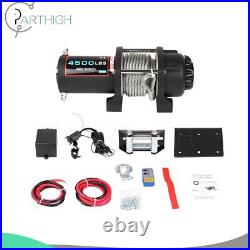 Electric Recovery Winch 4500LBS 10m Steel Cable Rope Truck Trailer 12V Offroad