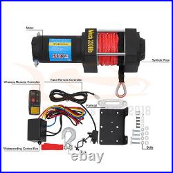 Electric Recovery Winch Towing 3500LBS Truck Trailer SUV Synthetic Rope Off Road