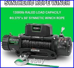 Electric Winch 13000LBS 12V Synthetic Rope grey Towing Truck Trailer 4x4Off-Road