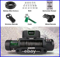 Electric Winch 13000LBS 12V Synthetic Rope grey Towing Truck Trailer 4x4Off-Road