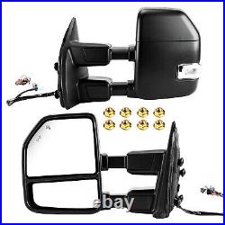 Fit 1999-2016 Ford F250 Truck Power Heated Black Trailer Towing Mirrors Pair