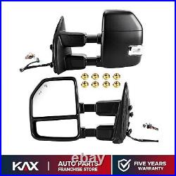For 1999-2016 Ford F250 Truck Power Heated Black Trailer Towing Mirrors Pair