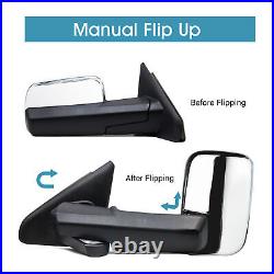 Manual Flip Towing Side Mirrors For 2007 Dodge Ram 2500 Pickup Trailer Chrome