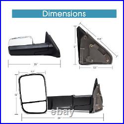 Manual Flip Towing Side Mirrors For 2007 Dodge Ram 2500 Pickup Trailer Chrome