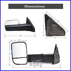 Manual Pair Towing Mirrors For 2003 Dodge Ram 2500 Truck Pickup Trailer Chrome