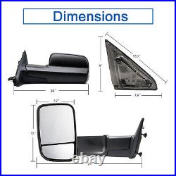 Manual Towing Mirrors For 2010 Dodge Ram 1500 2500 3500 4500 5500 Truck Trailer