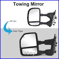 Pair Manual Trailer Towing Mirrors For 1999-16 Ford F250 F350 Super Duty Chrome