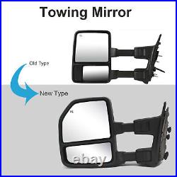 Pair Manual Trailer Towing Mirrors For 1999-16 Ford F250 F350 Super Duty Chrome