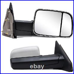 Pair Set Manual Towing Side Mirrors For 2007 Dodge Ram 1500 Truck Trailer Chrome