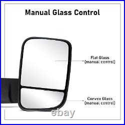 Pair Set Manual Towing Side Mirrors For 2007 Dodge Ram 1500 Truck Trailer Chrome