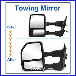 Pair Tow Mirrors For 99-16 Ford F-250 F-350 Super Duty Manual Trailer Chrome Cap