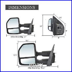 Pair Towing Mirrors For 15-20 Ford F-150 Truck Power Heated WithSensor LED Signal