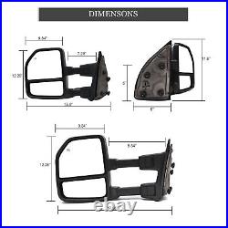 Pair Towing Mirrors For 1999-16 Ford F-250 F350 Super Duty Manual Trailer Chrome