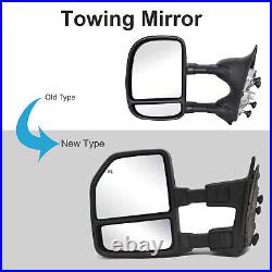 Pair Towing Mirrors For 1999-16 Ford F-250 F350 Super Duty Manual Trailer Pickup