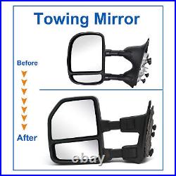 Pair Towing Mirrors For 1999-2016 Ford F250 F350 F450 Super Duty Manual Trailer