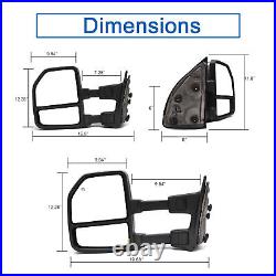 Pair Towing Mirrors For 1999-2016 Ford F250 F350 F450 Super Duty Manual Trailer