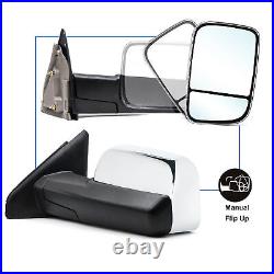 Pair Towing Mirrors For 2005 Dodge Ram 3500 Truck Trailer Manual Flip Up Chrome