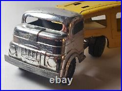 Structo Auto Transport Hauler Ramp Truck Car Carrier Pressed Steel Chrome Cab