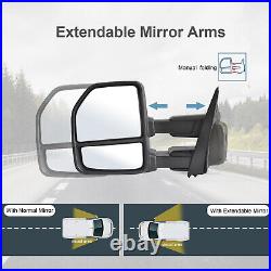 Tow Mirrors Fit 2015-20 Ford F-150 Power Heated WithSensor Signal Chrome Cap LH+RH