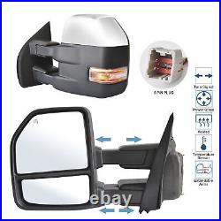 Tow Mirrors Fit 2015-20 Ford F-150 Truck Power Heated LED Signal Lamp Chrome Cap