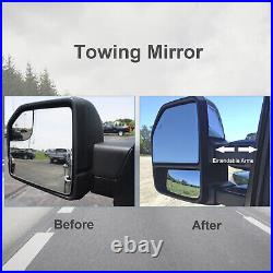 Tow Mirrors Fit 2015-2020 Ford F-150 Power Heated Temp Sensor Signal Chrome Cap