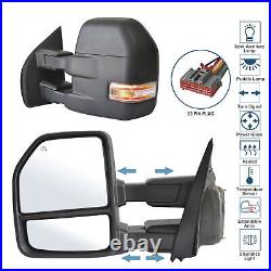 Tow Mirrors For 15-2020 Ford F150 Pickup Power Heated Temp Sensor Signal 22 Pin