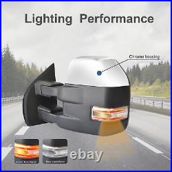 Tow Mirrors For 2015-2020 Ford F150 Power Heated Signal Temp Sensor Chrome 8 Pin