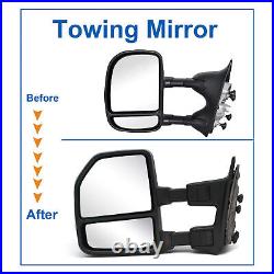Tow Mirrors For 99-16 Ford F-250 F-350 F450 Super Duty Manual Trailer Chrome Cap
