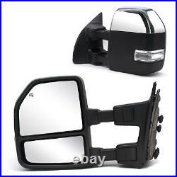 Towing Mirrors Fit 1999-16 Ford F250 F350 F450 Super Duty Manual Trailer Chrome