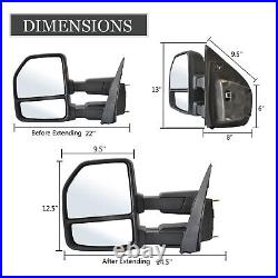 Towing Mirrors Fit 2015-20 Ford F-150 Power Heated LED Turn Signal Lamp Balck