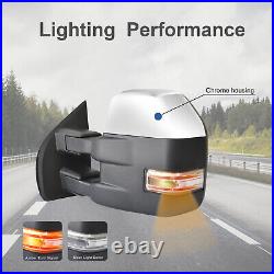 Towing Mirrors Fit 2015-2020 Ford F-150 Truck Power Heated Signal Light Chrome