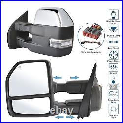 Towing Mirrors For 15-20 Ford F-150 Truck Power Heated Turn Signal Chrome LH+RH