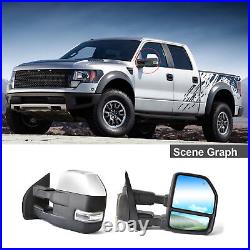 Towing Mirrors For 2015-20 Ford F150 Power Heated LED Signal Temp Sensor Chrome
