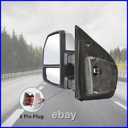 Towing Mirrors For 2015-2020 Ford F-150 Power Heated Signal Sensor Chrome Cap