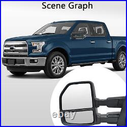 Towing Mirrors For 2015-2020 Ford F-150 Power Heated Signal Sensor Chrome Cap