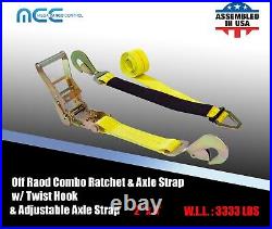 USA 2 x 8' Axle Strap Car Trailer Hauler Ratchet Tie Down Strap with Snap Hook