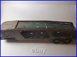 Vtg Marx Cross Country Auto Transport Car Carrier Pressed Steel Trailer