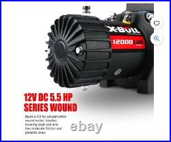 XBULL 12000 lbs Electric Winch Synthetic Rope Truck Trailer Towing 12V SUV